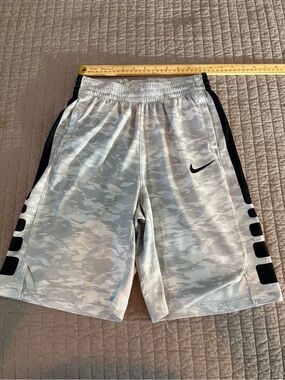 TWO PAIRS of Nike Boys Gray Camo Athletic Shorts with Black Accents